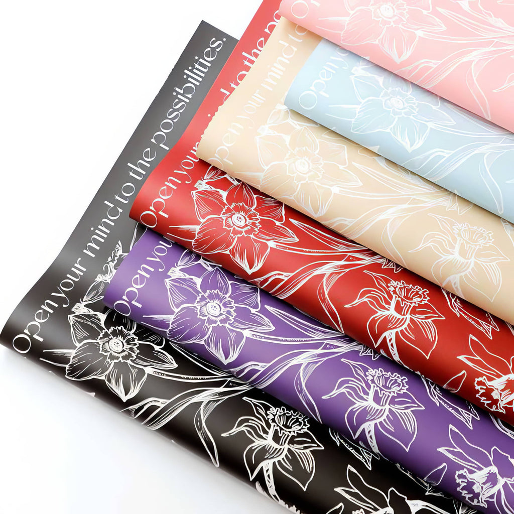 🌸 Luxury Floral Typography Bouquet Wrapping Sheets 💐✨