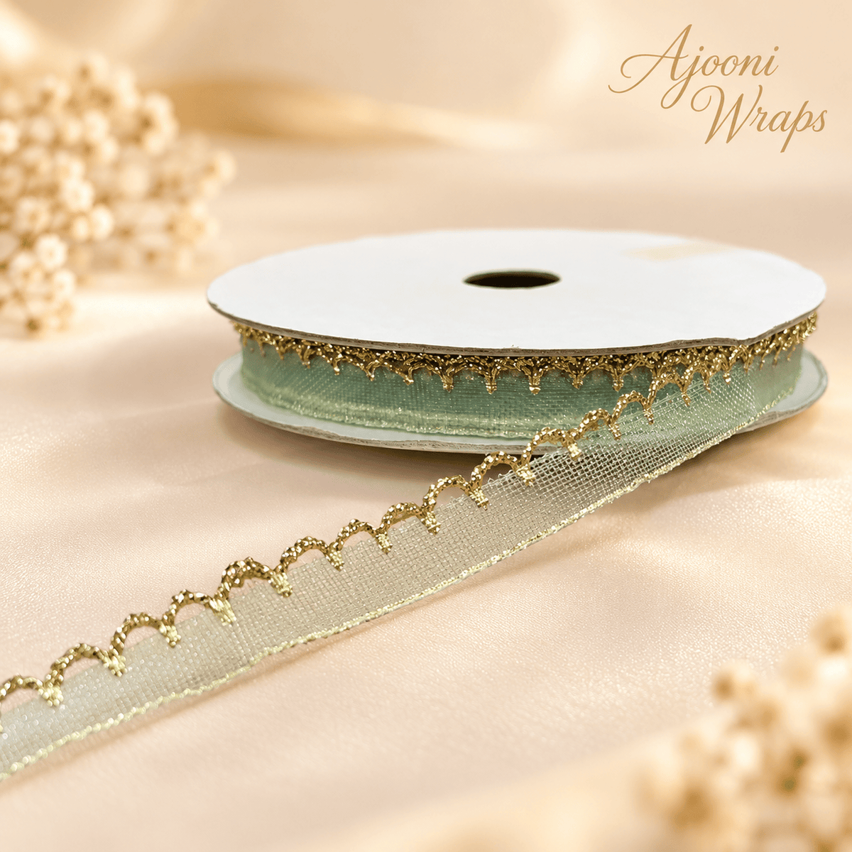 ✨ Golden Lace Border Ribbon  | 1/2 Inch | 17.5 yards 🎀💛