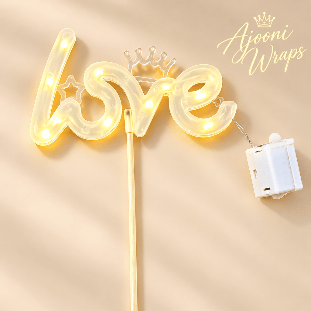 Crowned Love LED Cake Topper ✨👑