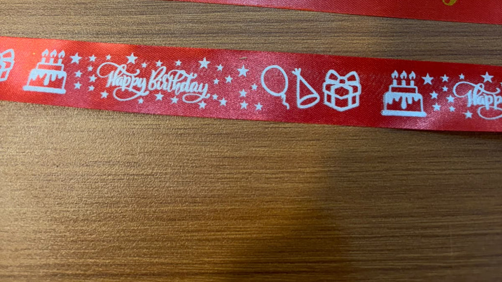 Happy Birthday RibHappy Birthday Satin Ribbon | 1 Inch Width | Redbon