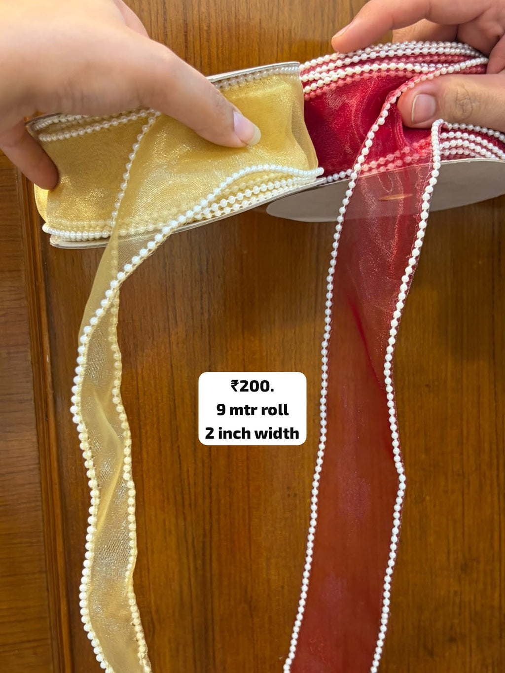 Pearl Edge Organza Ribbon | 2 Inch Width |9 Meter