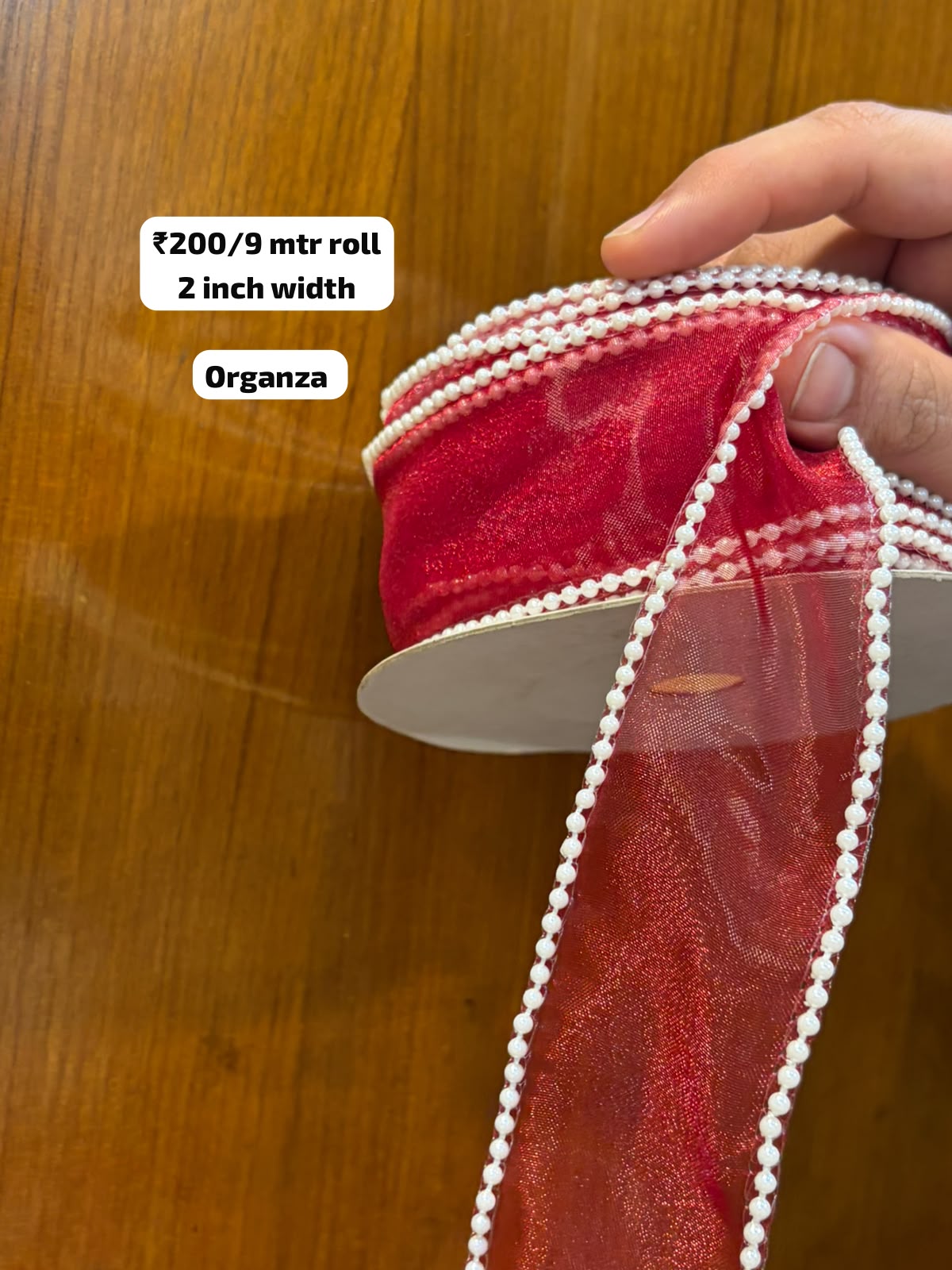 Pearl Edge Organza Ribbon | 2 Inch Width |9 Meter