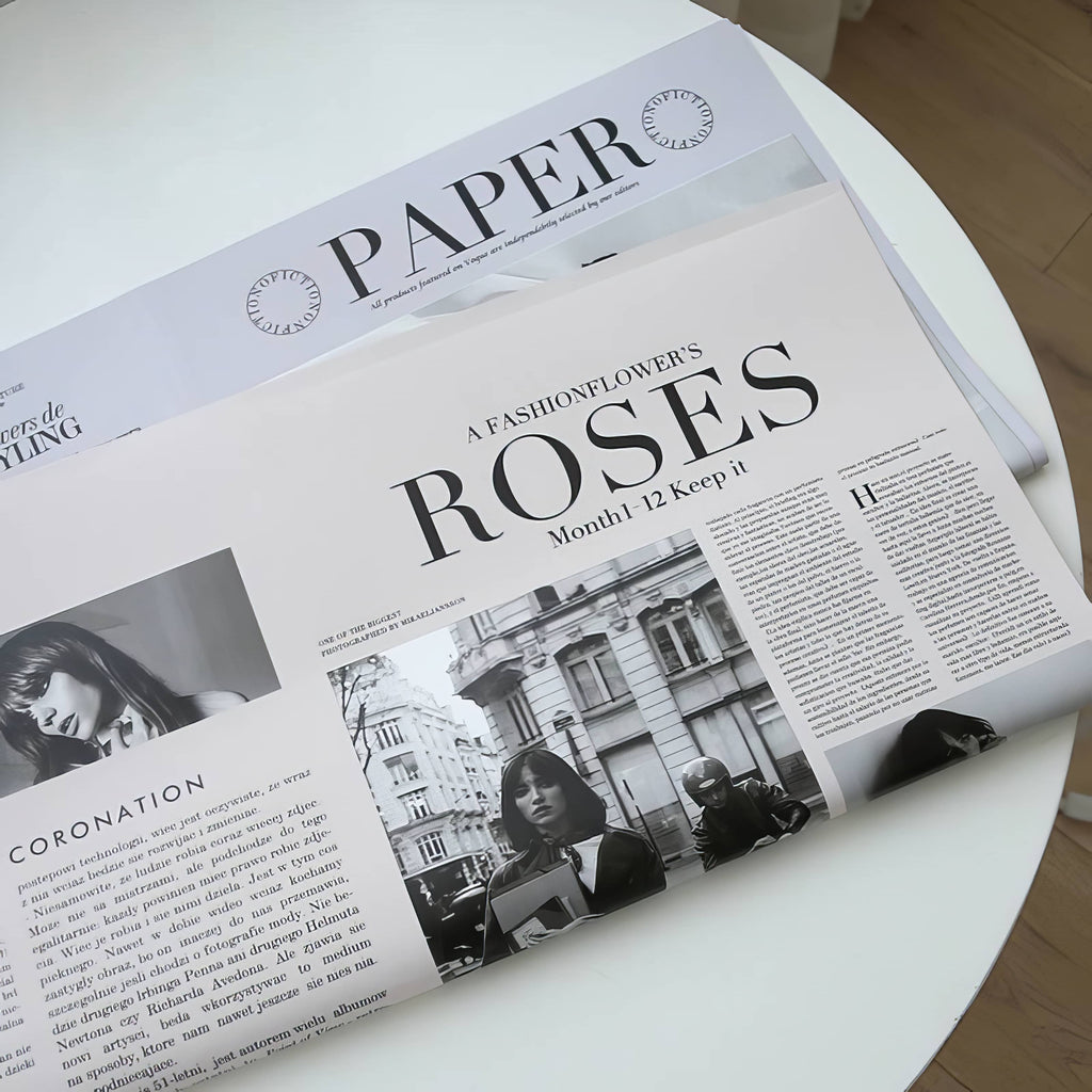 Luxury Fashion Newspaper Bouquet Wrapping Sheets 🖤📰