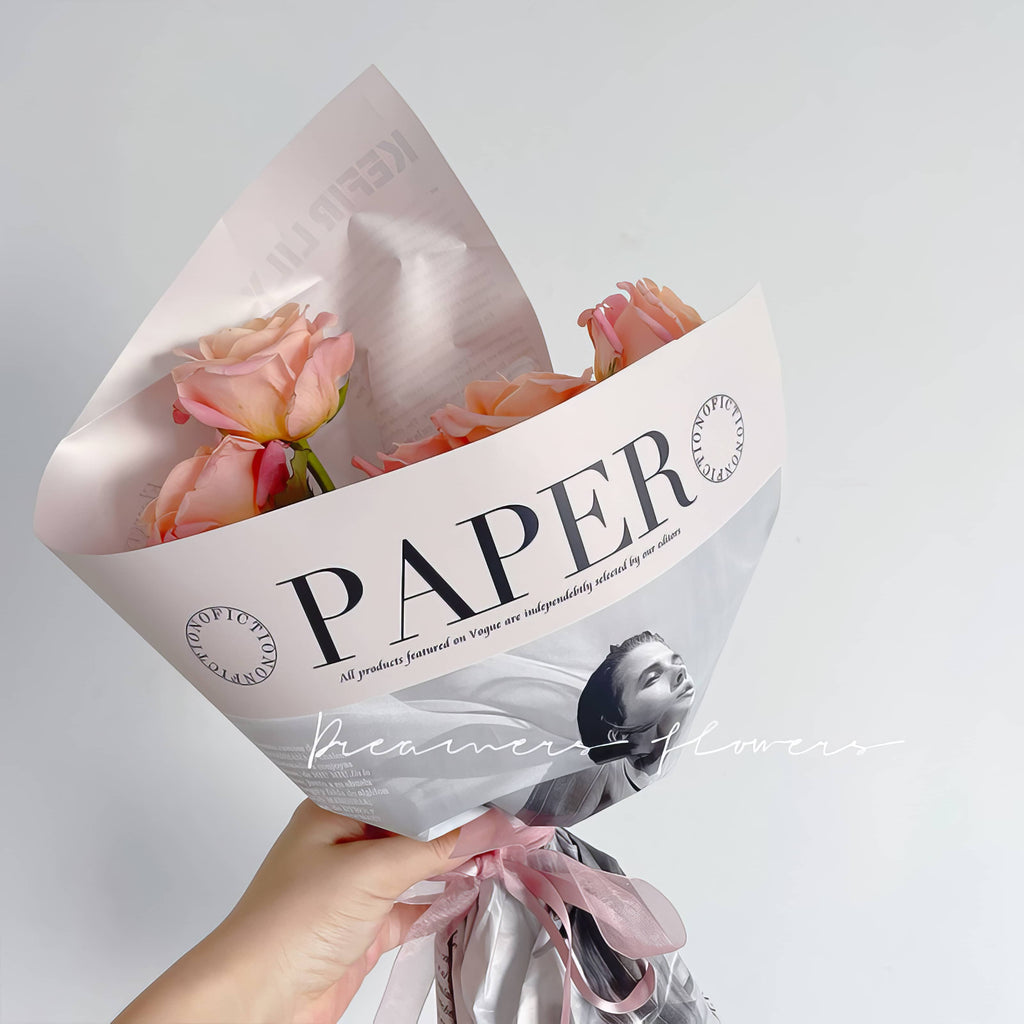 Luxury Fashion Newspaper Bouquet Wrapping Sheets 🖤📰