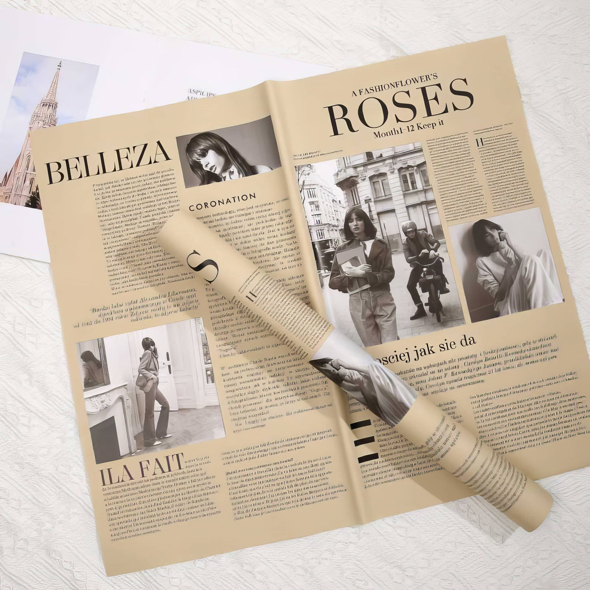 Luxury Fashion Newspaper Bouquet Wrapping Sheets 🖤📰
