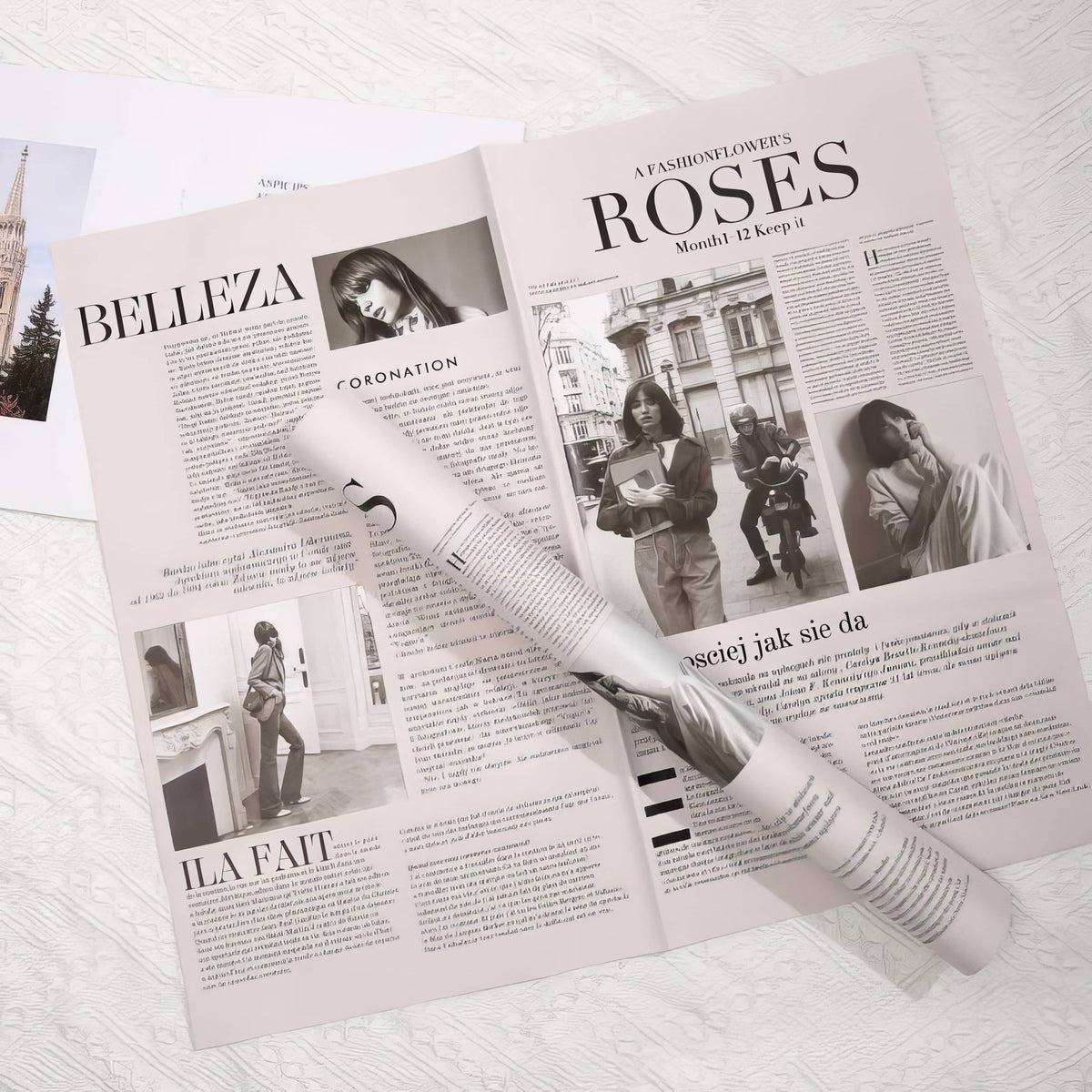 Luxury Fashion Newspaper Bouquet Wrapping Sheets 🖤📰