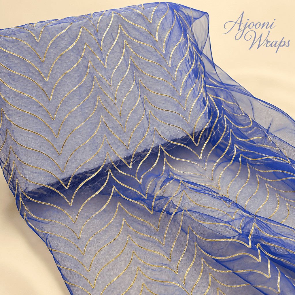Luxury Golden Leaf Embroidered Organza Net 🍃✨✨ | 5 Yards |
